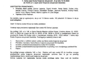 Zapisnik 1. redne seja – 16.12.2022