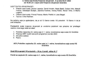 Zapisnik 2. redne seje z dne 3.1.2023